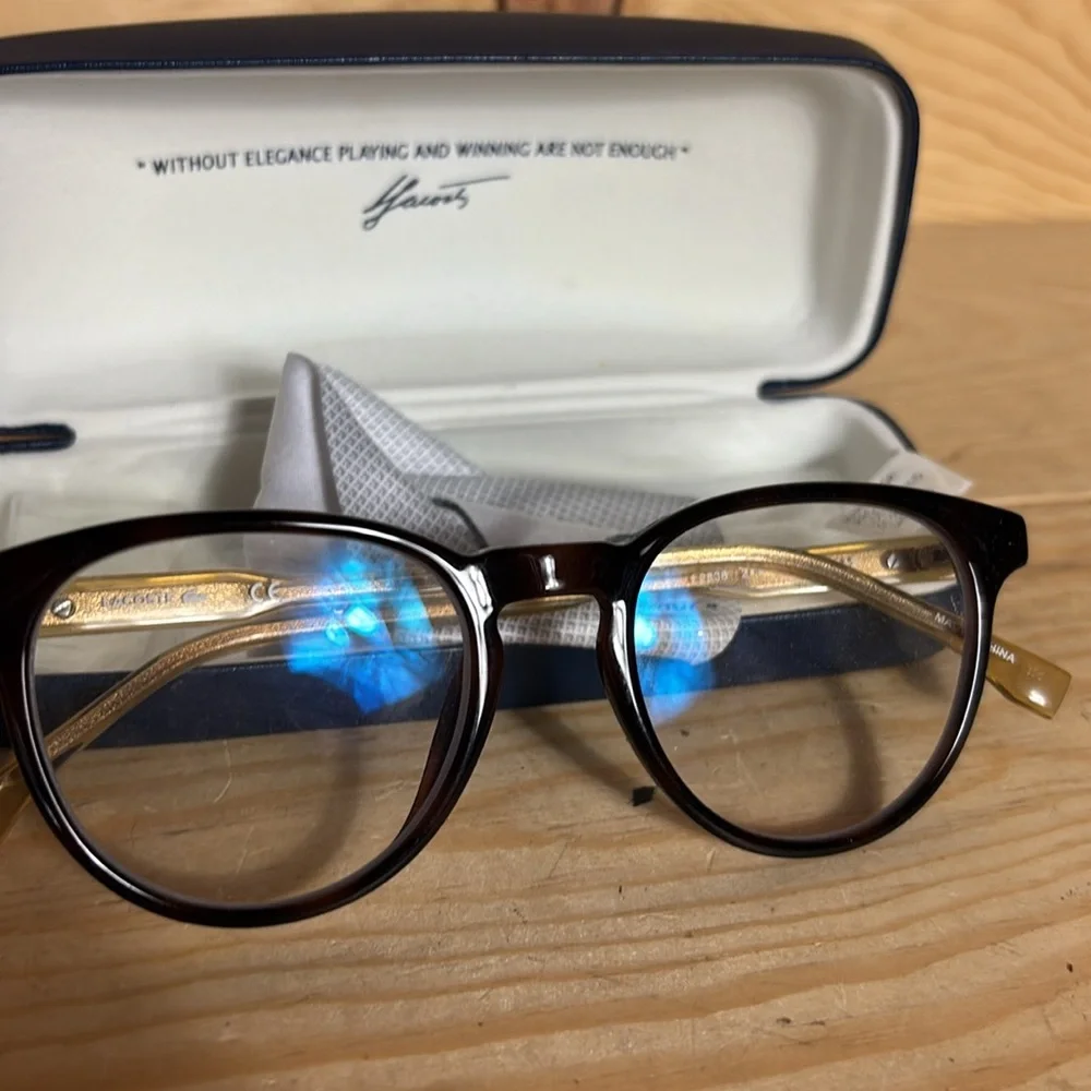 Lacoste Brown‎ Round Glasses with Case